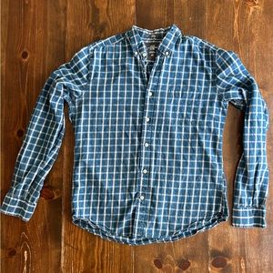 H&M Men’s Medium Button Down Long Sleeve Blue White Plaid Shirt LOGG Fall